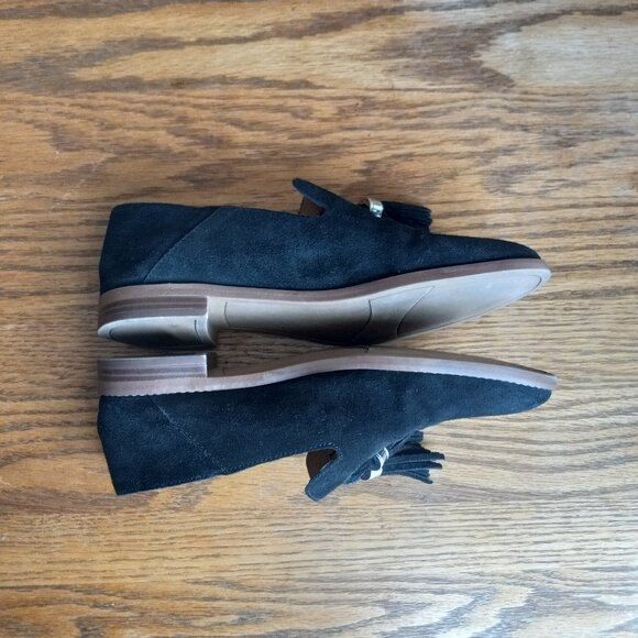 Black Suede Tassel Loafers Size 7 Classic Old Money Academia 90s Preppy Capsule - Picture 5 of 16